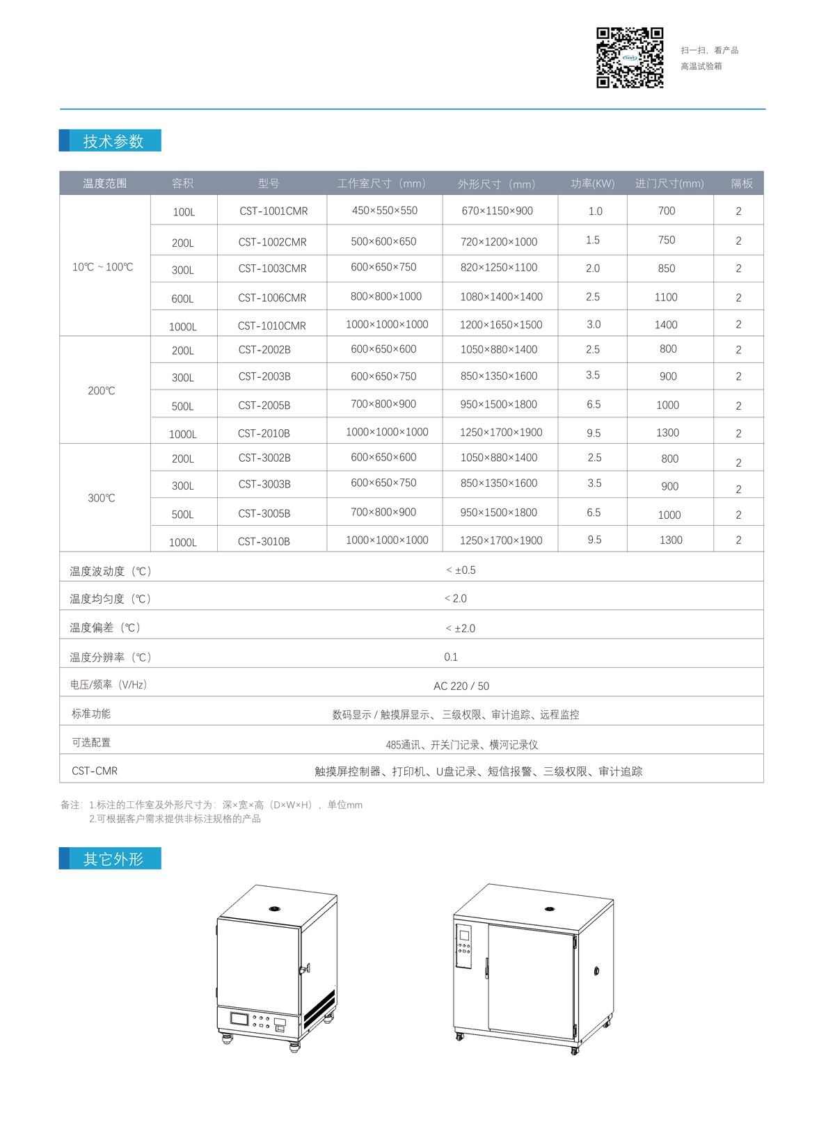 高溫試驗箱技術參數